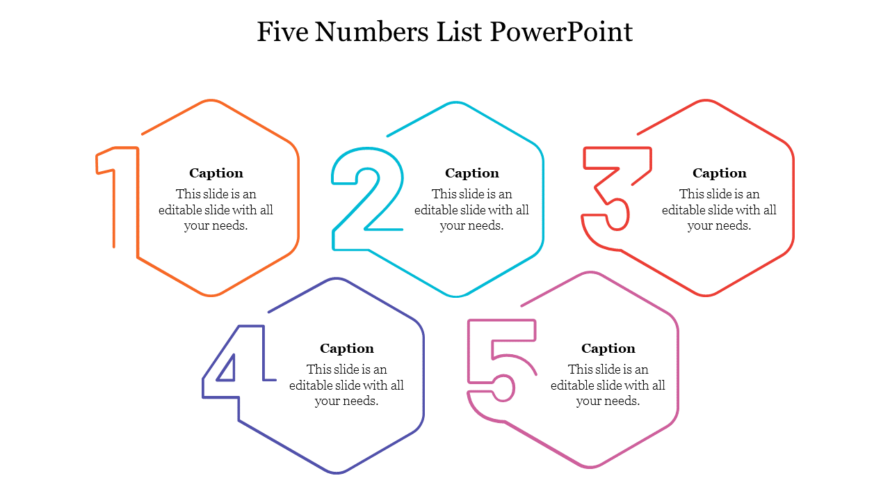 Five Numbers List PowerPoint